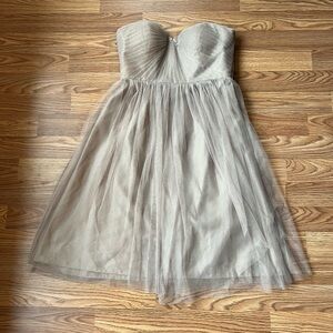Jenny Yoo Tulle Annabelle Convertible Strapless Dress Taupe Gray womens 2